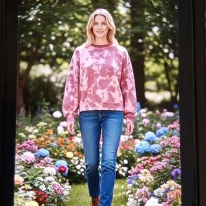 Varley Erwin Sweatshirt Long Sleeve Deep Rose Tie Dye Womens Medium